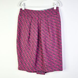 Anthropologie Eva Franco Skirt Women 12 Pink Pleated Pencil Wool Boho Regency